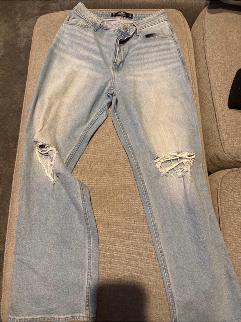 Hollister Light Blue Ripped Boyfriend Jeans